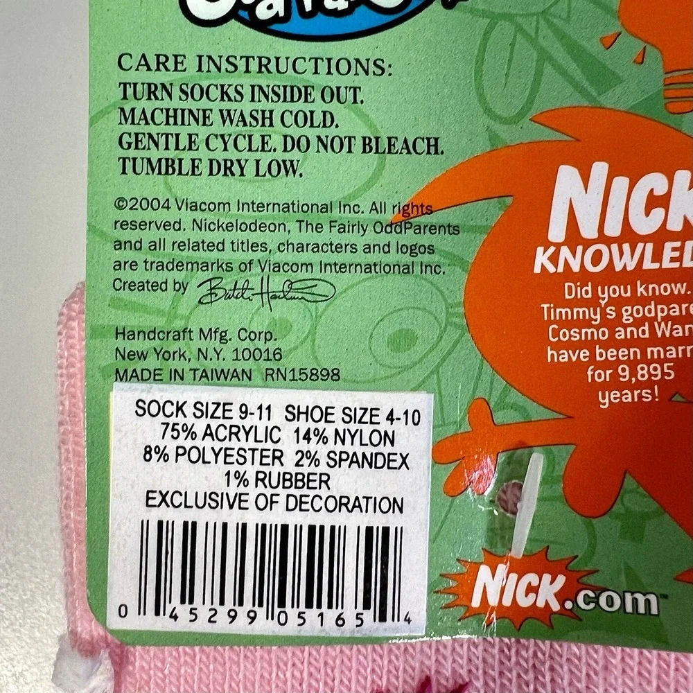 Nickelodeon‎ The Fairly OddParents Slipper Socks Girls 9-11 Pink Wanda Stars NWT